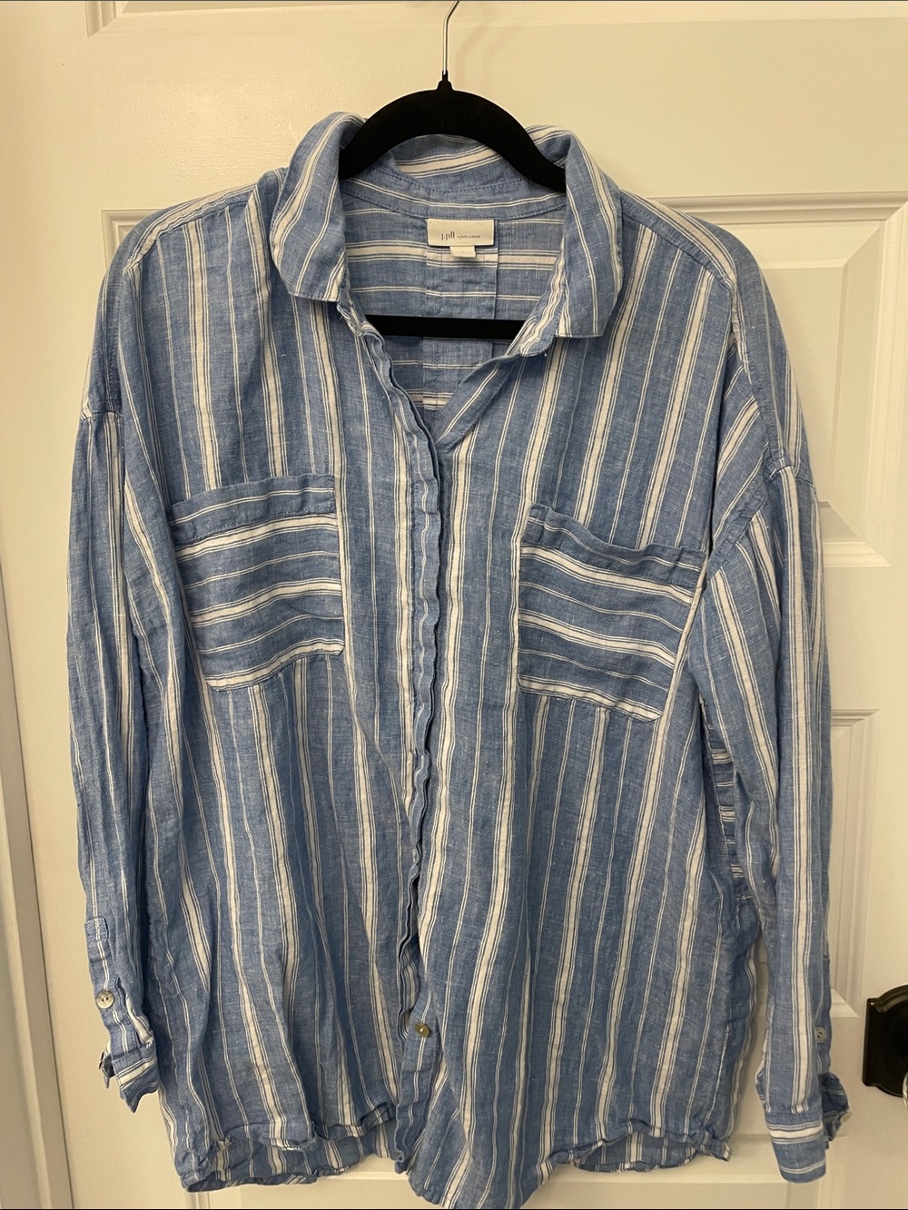 J. Jill Blue and White Striped linen Shirt